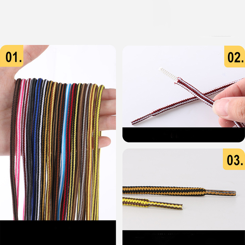 2Pair New Outdoor Sports Shoelaces Sneaker Round Striped Shoelace Boots Laces Length 70cm/90cm/120cm/150cm