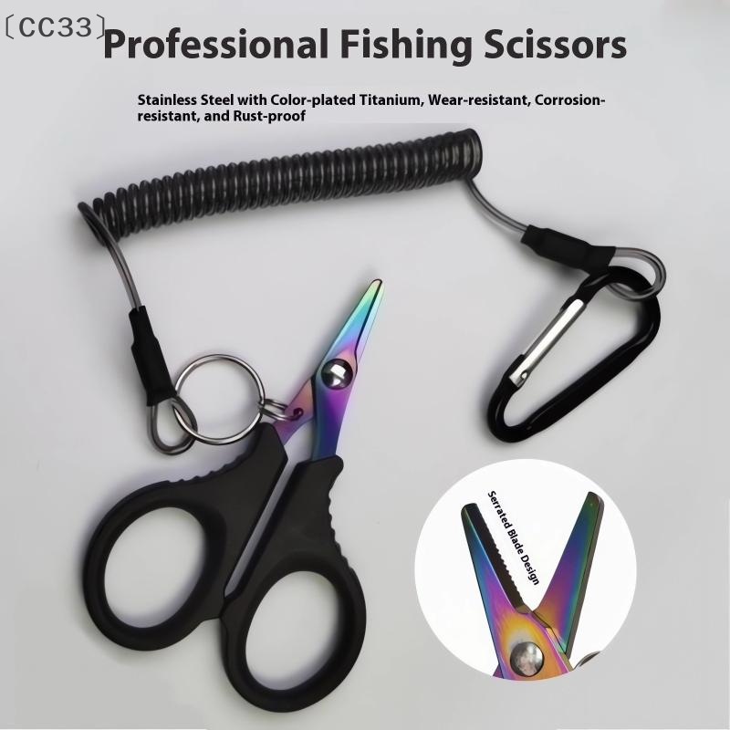 Shawto Titanium Coating Stainless Steel Fishing Scissor Plier Cut PE Braid Line Cutter Plies Carp Fishing Accessories Tools