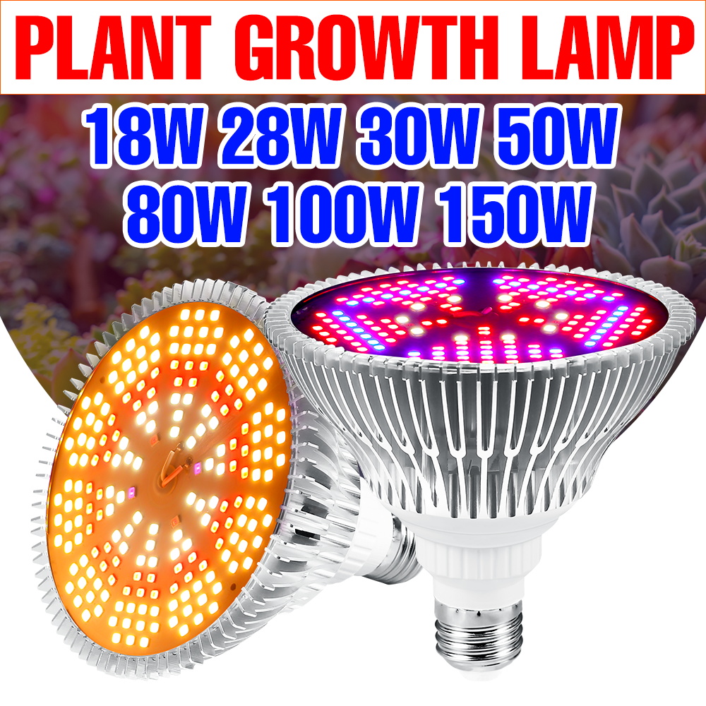 150W LED E27 Plant Grow Light Bulb AC 220V E14 Full Spectrum Indoor Fruit Potted Vegetables Cultivation Lamp 110V Fill Lighting