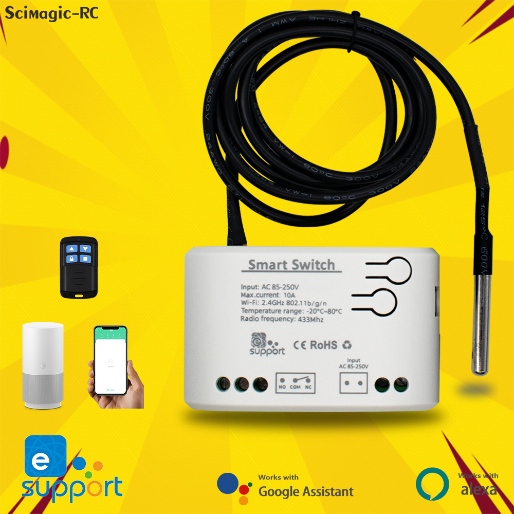 eWeLink Smart Temperature Humidity Monitor Switch 10A 2000W Dry Contact Relay With Energy Consumption Monitor Work With Alexa