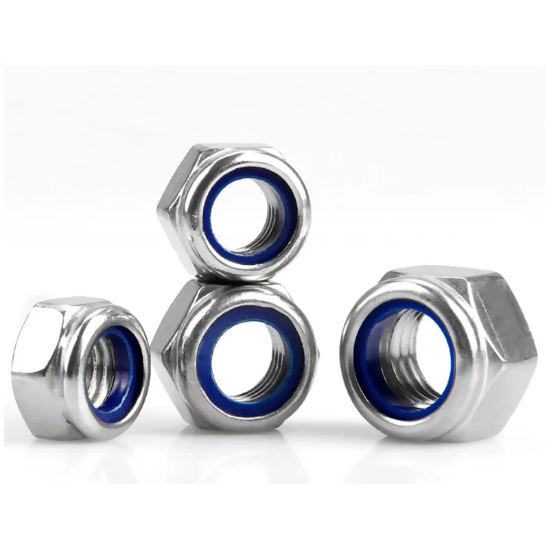 Premium SS 2-20Pcs 304 Stainless Steel Flange Lock Nut with Nylon Insert - Hexagon Locknut M4 M5 M6 M8 M10 M12 DIN6926