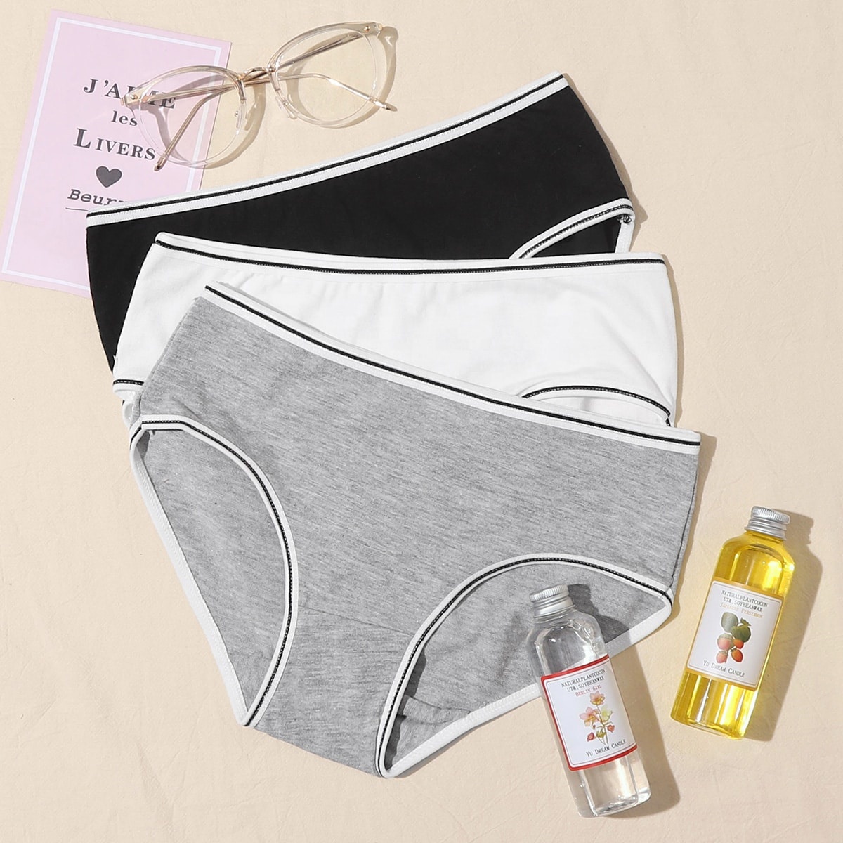 Female Underpants Cute Panties Comfortable Lightweight Breathable Solid Color Briefs Womens Panties Cheeky