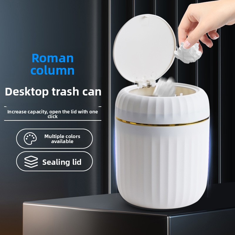 Mini Desktop Trash Can, Press Type, Living Room Desk Paper Bin, Car Bedroom Restaurant Desktop Trash Can