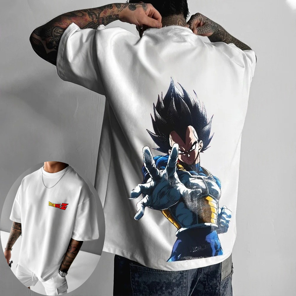 Dragon Ball Men's T-shirt Vegeta Summer Japan Anime Cotton Tee Spring and Autumn Boy Fashion Short-sleeved Parent-child Wear