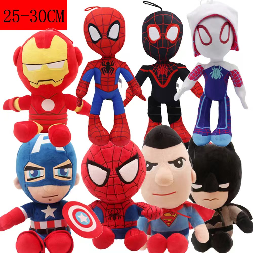 8 style 27-30cm Man Spidermaned Plush Toys Movie Dolls Marvel Avengers Soft Stuffed Hero Captain America Iron Christmas Gifts