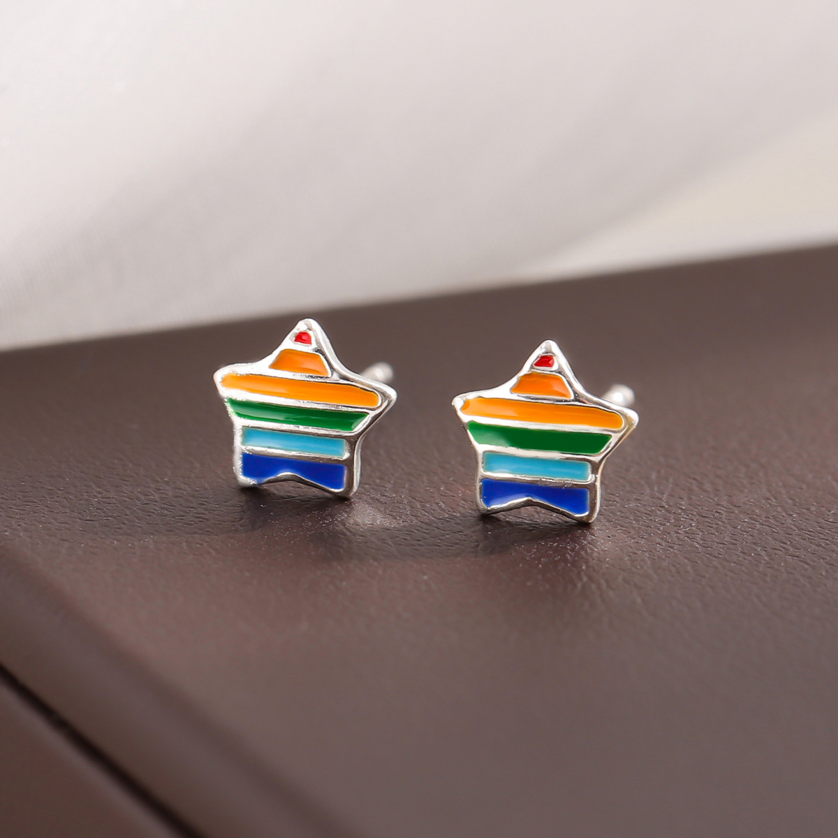 Fashiona Fresh 925 Sterling Silver Jewelry Colorful Star Personality Stud Earrings E065