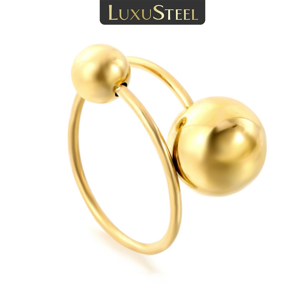 LUXUSTEEL Hot Selling Fashion Style Gift Suitable for Women Non Fading 316L Stainless Steel Gold Single Ring Party Jewelry