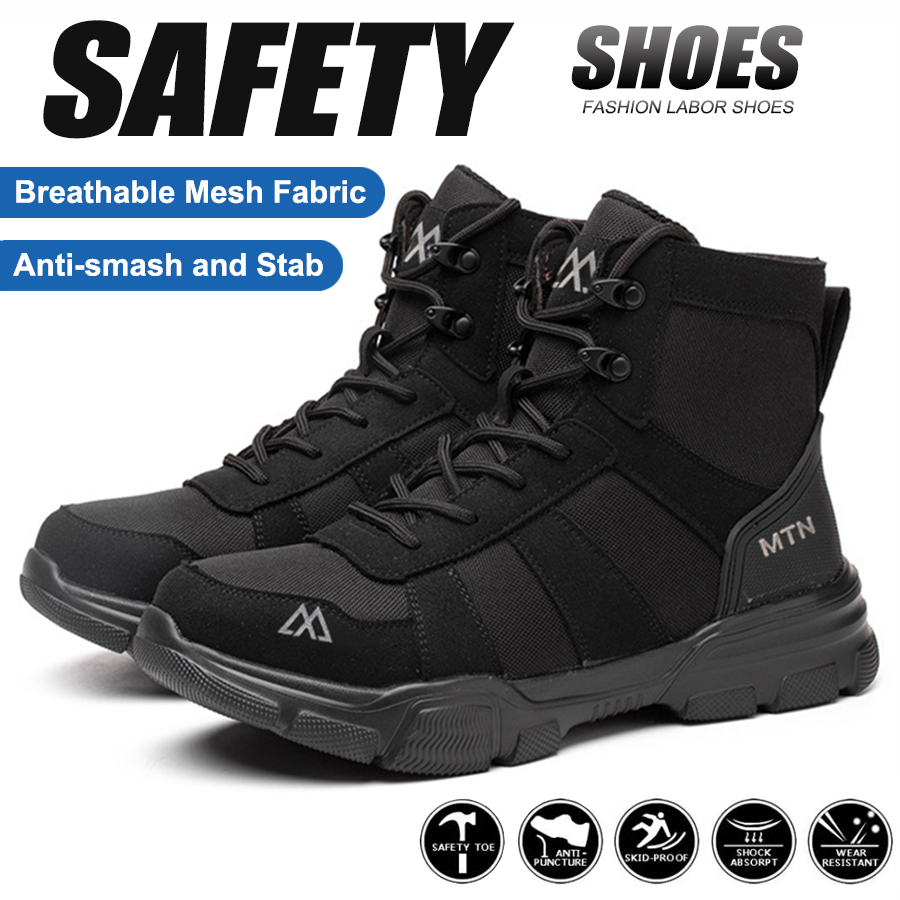 Indestructible Safety Shoes Man Lightweight Durable Steel Toe Work Boots Comfortable Breathable Men's Tactical Boots