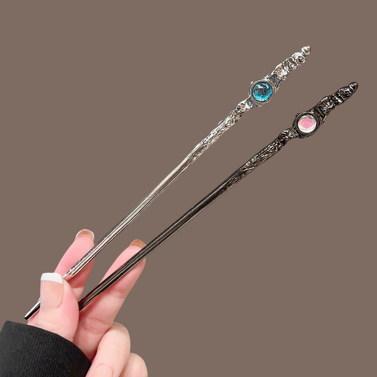 Natural Moon Stone Hairpin Chinese Style Alloy Hair Stick Elegant Hanfu Bridal Hair Accessory for Women Girls Party Wear