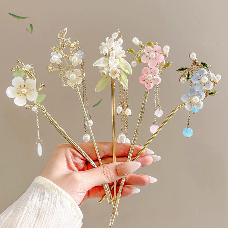 1pc Elegant Chinese Style Flower Butterfly Tassel Hairpin Vintage Hair Tool Daily Wear Holiday Women Jewelry Hair Accessory