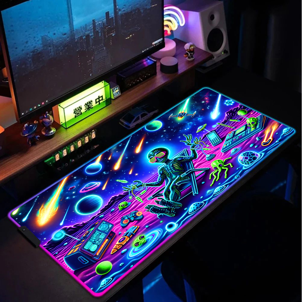 Large Desk Mat Color Explosion Xxl Gaming Mouse Pad Rgb Cheap Pc Gamer Cabinet LED Mousepad Big Mousepad Back Light Deskmat