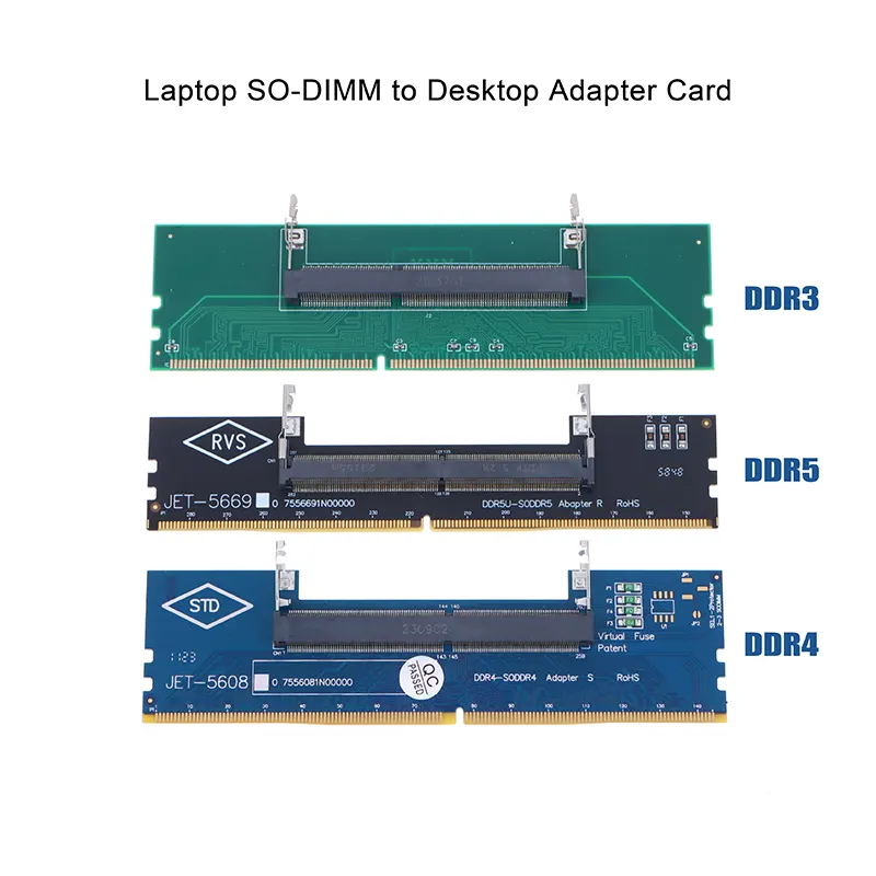 **DDR3 DDR4 DDR5 Laptop SO-DIMM to Desktop Adapter Card Converter Memory RAM Connector Adapter