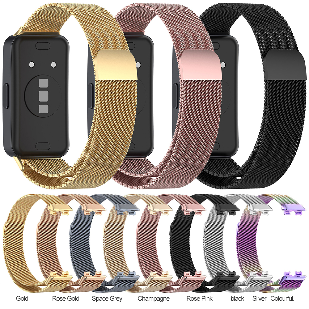 Metal Strap For Band 8 9 Bracelet With TPU Case Screen Protector Soft Film Replacement Milanese Magnetic Loop Watchband
