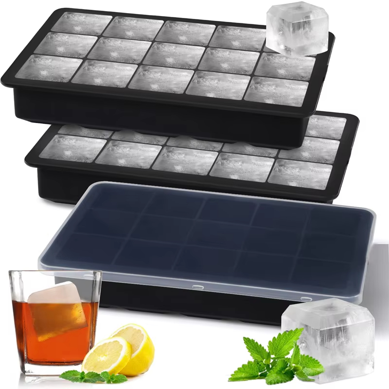Silicone Ice Cube Tray 4/6/15 Square Ice Cube Moulds 3 x 3 cm Reusable Ice Cube Mold for Cocktail Juice Drinking