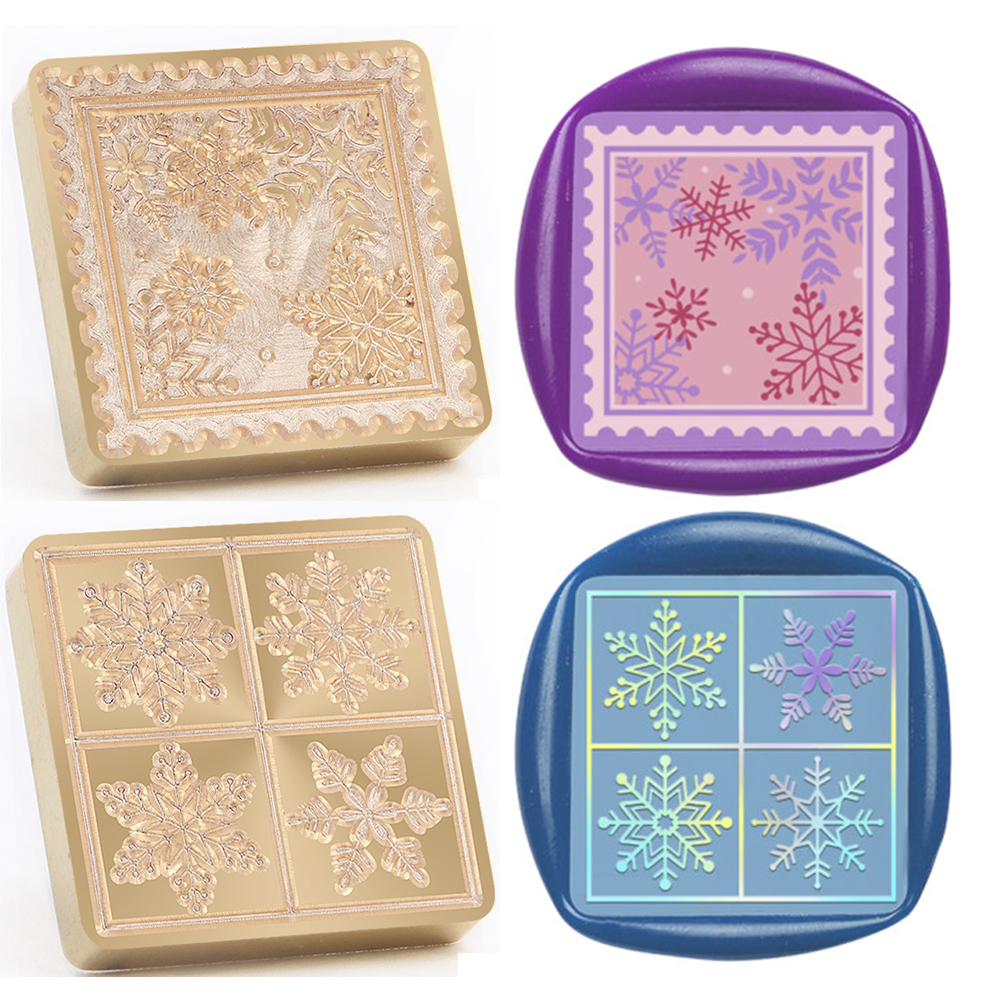 1pc Square Snowflake Wax Seal Stamps Removable Brass Head for Diy Party Invitations Envelope Paper Wrapping