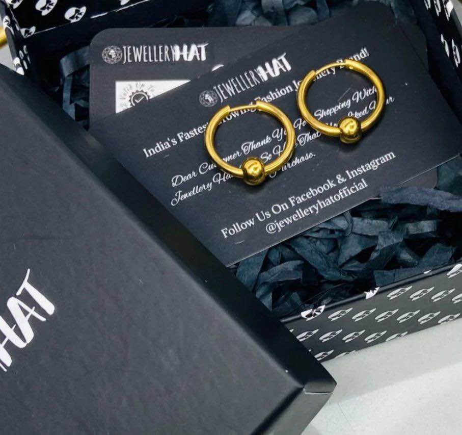 Simple And Stylish 1 Pair Stainless Steel 20 mm Gold Plated Geometric Circle Bead Earrings For Men