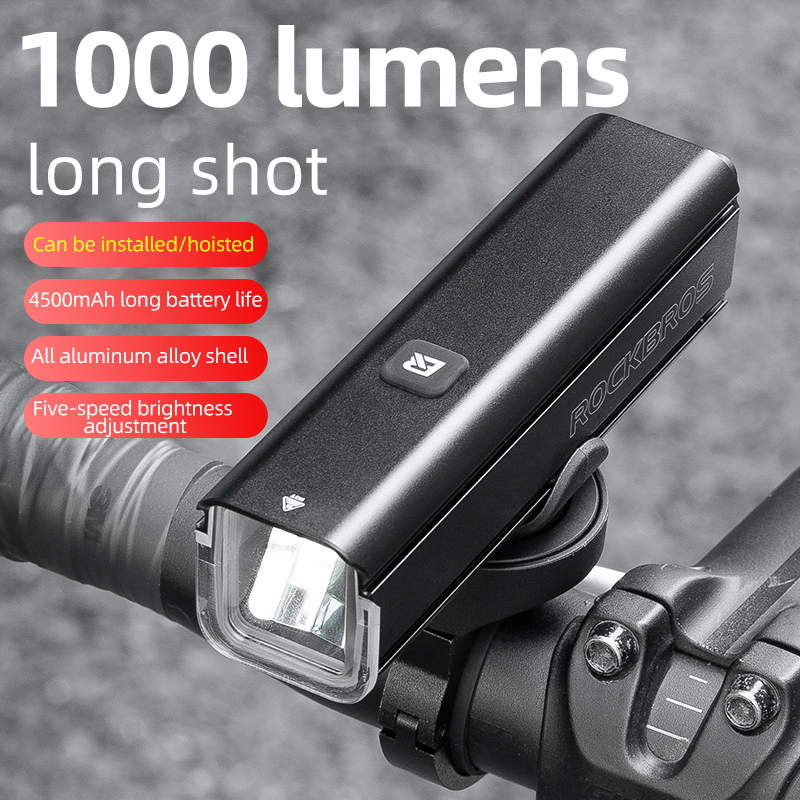 ROCKBROS Bicycle Light 1000LM 4500mAH LED USB Rechargeable Bike Front Light Rainproof Flashlight Cycling Headlight