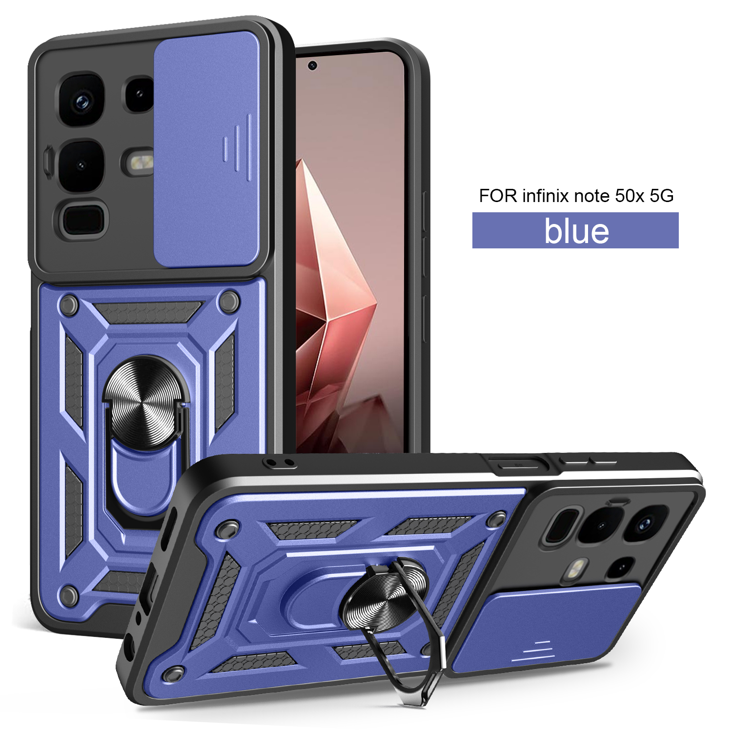 Luxury Slide Camera Lens Case Protective Cover Compatible With Infinix Note 50X 5G Magnetic Kickstand Phone Case