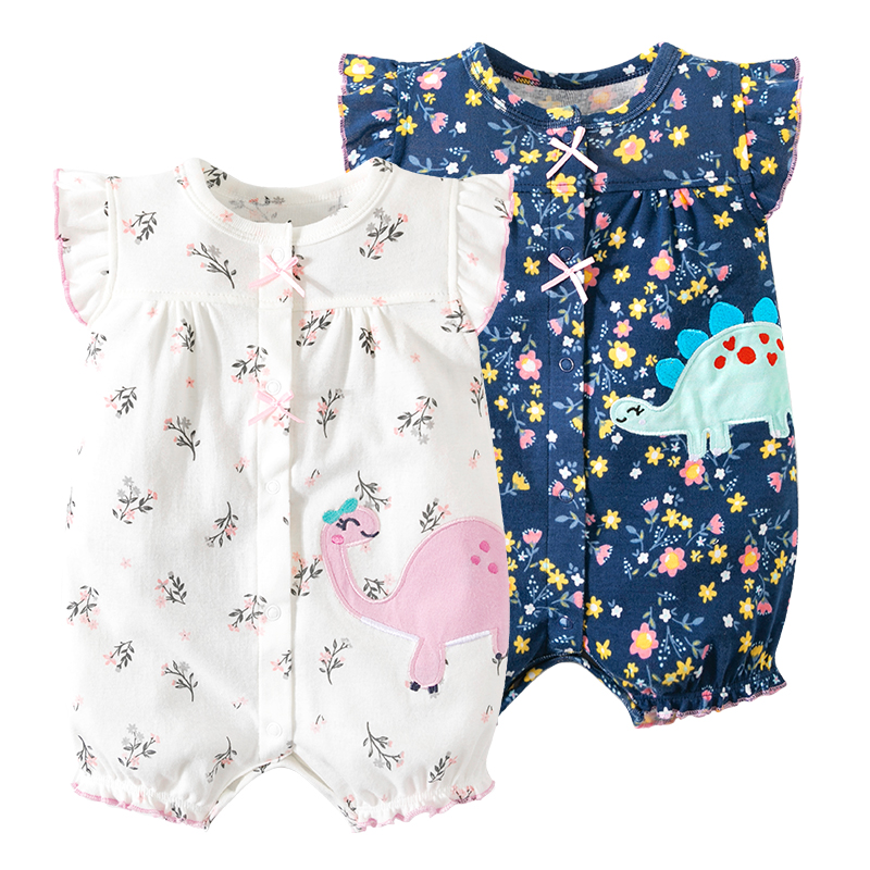 Newborn Baby Clothes Infant Romper Girls Short Sleeved Comfortable Cotton Jumpsuit Cute Unicorn Animal Printed