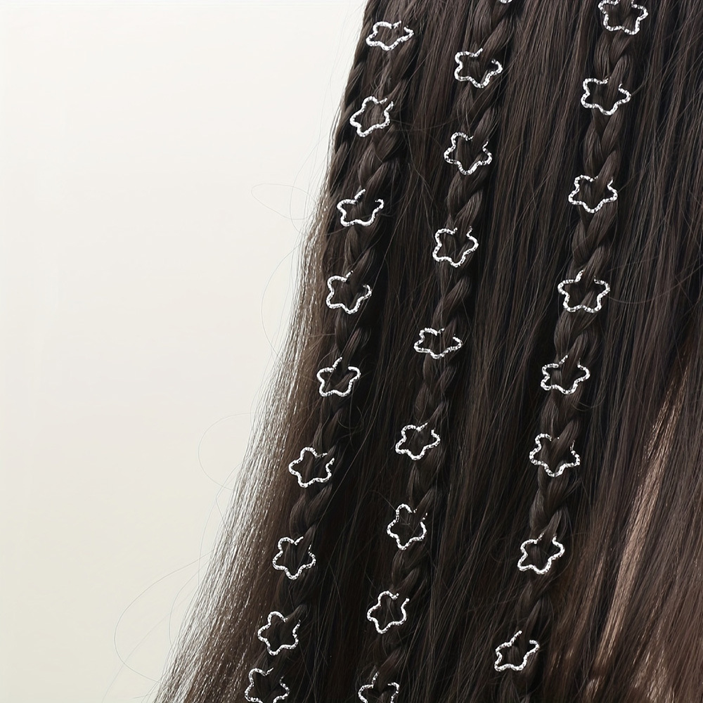 10pcs Hair Accessories Star Shape Hollow Out Hair Ring Hair Braiding Metal Cuff Clips Dreadlocks Beads DIY and Hair Braid Tubes Men