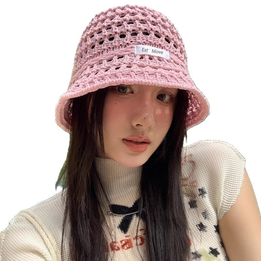New Breathable Basin Caps Straw Hollow Bucket Hat Visor Cap Men