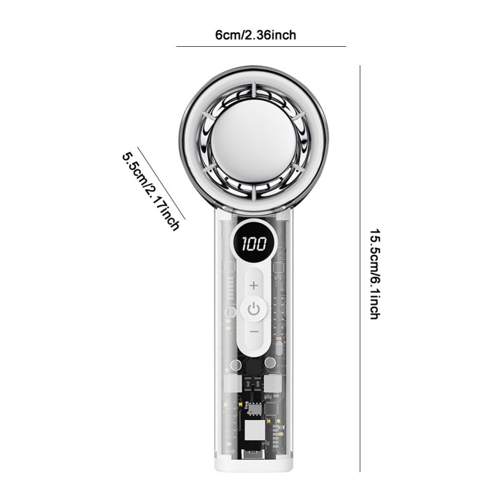 Powerful Turbo Fan Semiconductor Refrigeration High-speed Electric Fan 100 Wind Speeds LED Digital Display Portable Handheld Fan Low Noise Transparent Mecha Style Outdoor Small Fan For Travel Camping