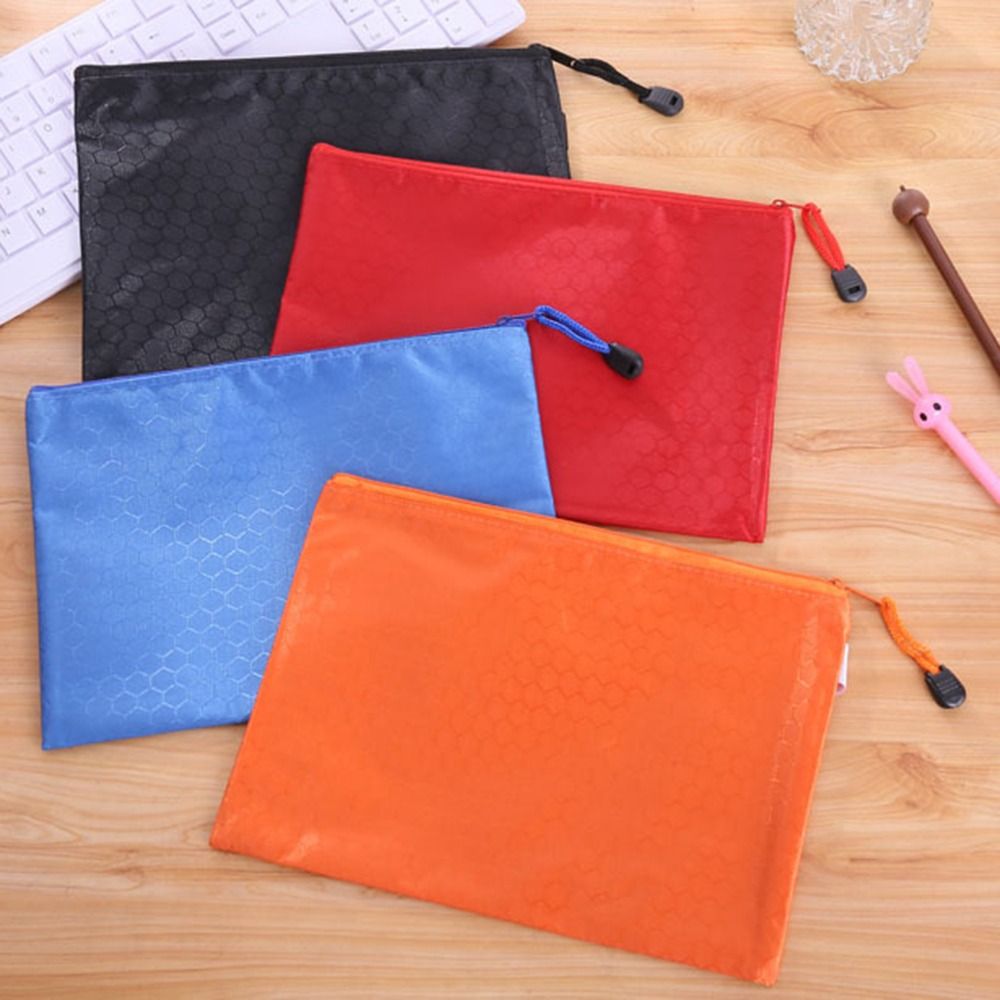Durable Color A4 Zipper File Bag Portable Oxford Cloth File Folder Waterproof Large Capacity Document Bag Student