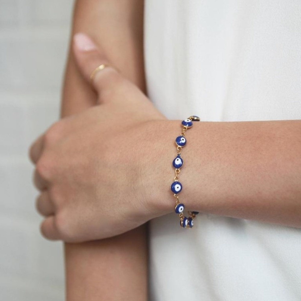 Gift Blue Eye Necklace Stainless Steel Minimalist Demon Eye Bracelet Stylish Design Versatile Style Clavicle Chain For Women