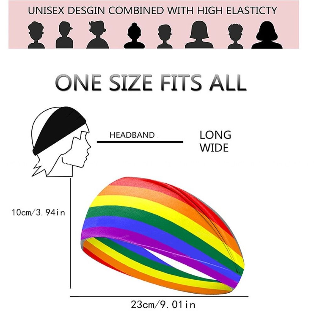 Hair Accessories Parade Rainbow Elastic Headband Sweat Absorbing Soft Rainbow Headband Breathable Stretch Sports Hairband Kids
