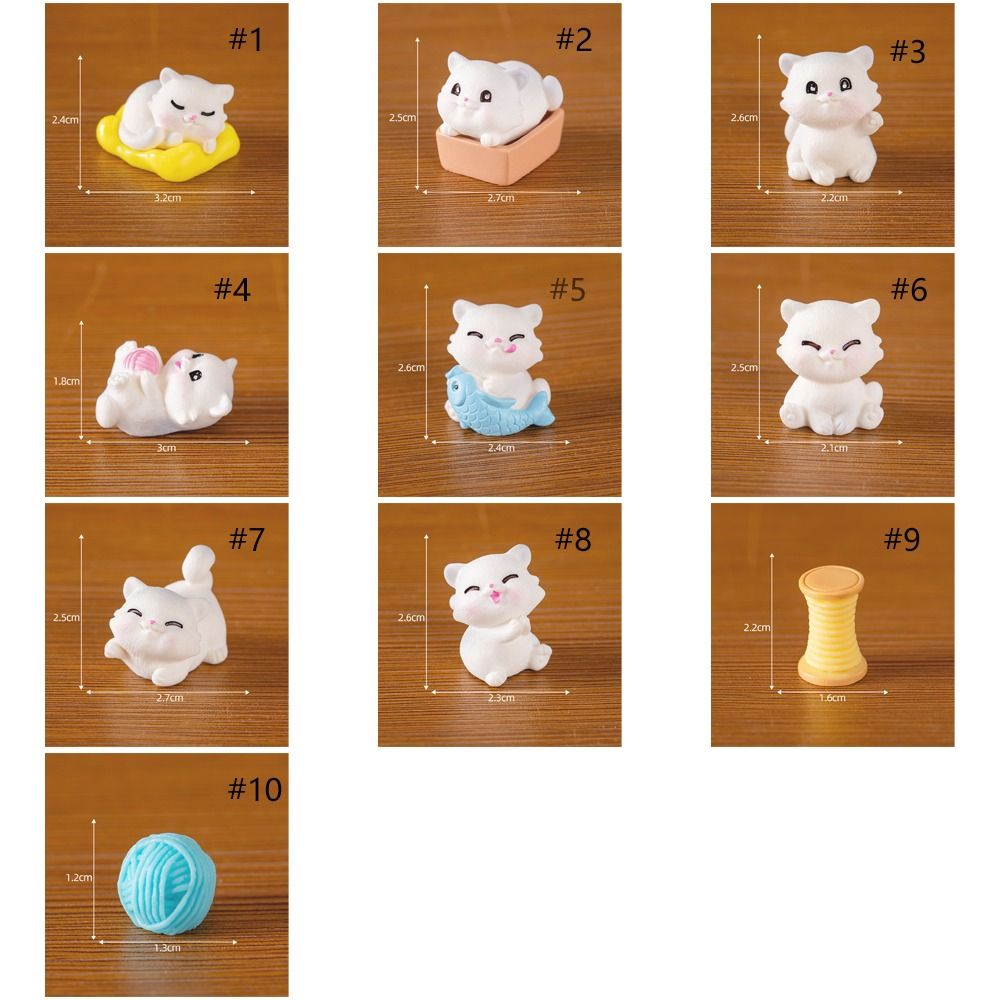 Animal Figurines Cute Mini Cat Figurines Resin Crafts Cartoon Cat Statue DIY Kitten Figurines Miniature Micro Landscape Ornaments