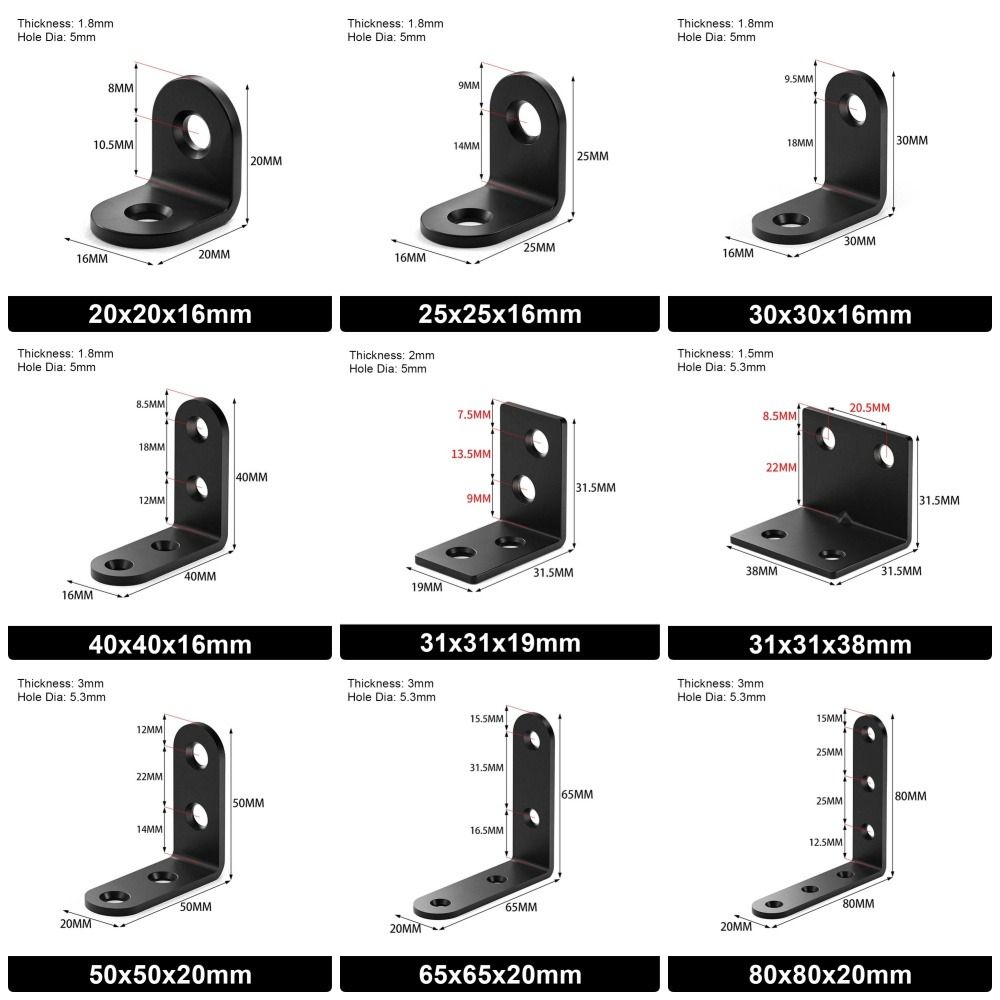 1Pcs Durable 90 Degree Angle Bracket L-shaped Holes Fixed Corner Stand Stainless Steel Mending Plate Furniture Hardware