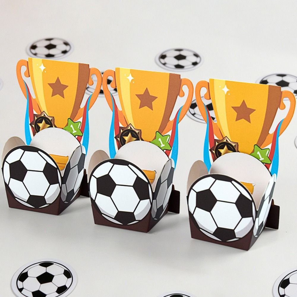 10Pcs/Pack Goodie Bags Cartoon Football Candy Box Portable Simple Mini Football Gift Box Reusable DIY Football Trophy Box Party Decor