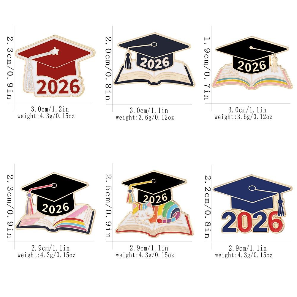 Fashion Rainbow Graduation Souvenir Brooches Book Badge Style Hat Shape Design Bachelor Hat Pin Metal Mini Graduation Badge Teacher Gift