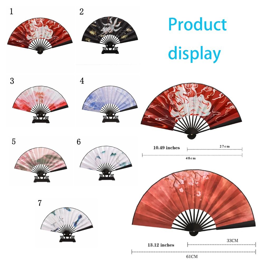 Han clothing accessories Large Chinese Style Folding Fan Bamboo Durable Dance Hand Fan Thickened Portable Ancient Legends Folding Fan Cheongsam