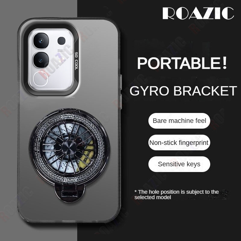 xprmy for Vivo IQOO Z10X Luxury Metallic Aurora Color Phone Case With Rotatable Gyro Stand Matte Hard Shockproof Soft Edge Bumper Cover Shell