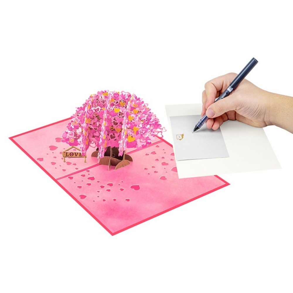 Creative Romantic Theme 3D Pop Up Card Pop-Up Mechanism Heart Shape Love Postcard Handmade Craft Greeting Card Birthday Gift