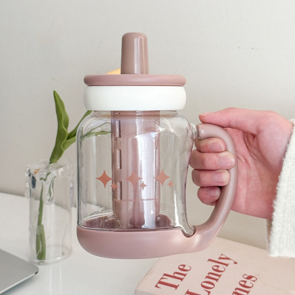Creative With Straw Water Sippy Cup Plastic Cartoon Portable Drink Bottle 900ML Cute Water Cup Home
