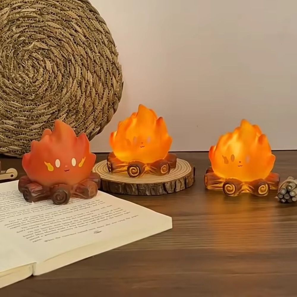 Ambiance Flame Design LED Electronic Candle Lamp Bonfire Ambience Cute Cartoon Night Light LED Light Small Size Ambient Decor Ornament Children Gift
