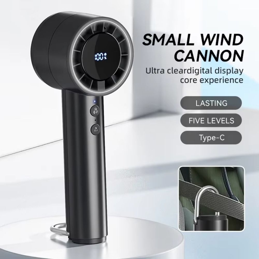 Personal Fan Cooling Ice Sensation Hurricane Fan Ice Pack/Digital Display High Wind Power Personal Cooling Fan 5/100 Gear Rechargeable Electric Mini Turbo Fan Air Cooler