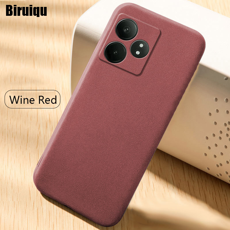 Biruiqu For realme GT 6T Shockproof Anti Slip Soft TPU Sandstone Matte Back Case Cover