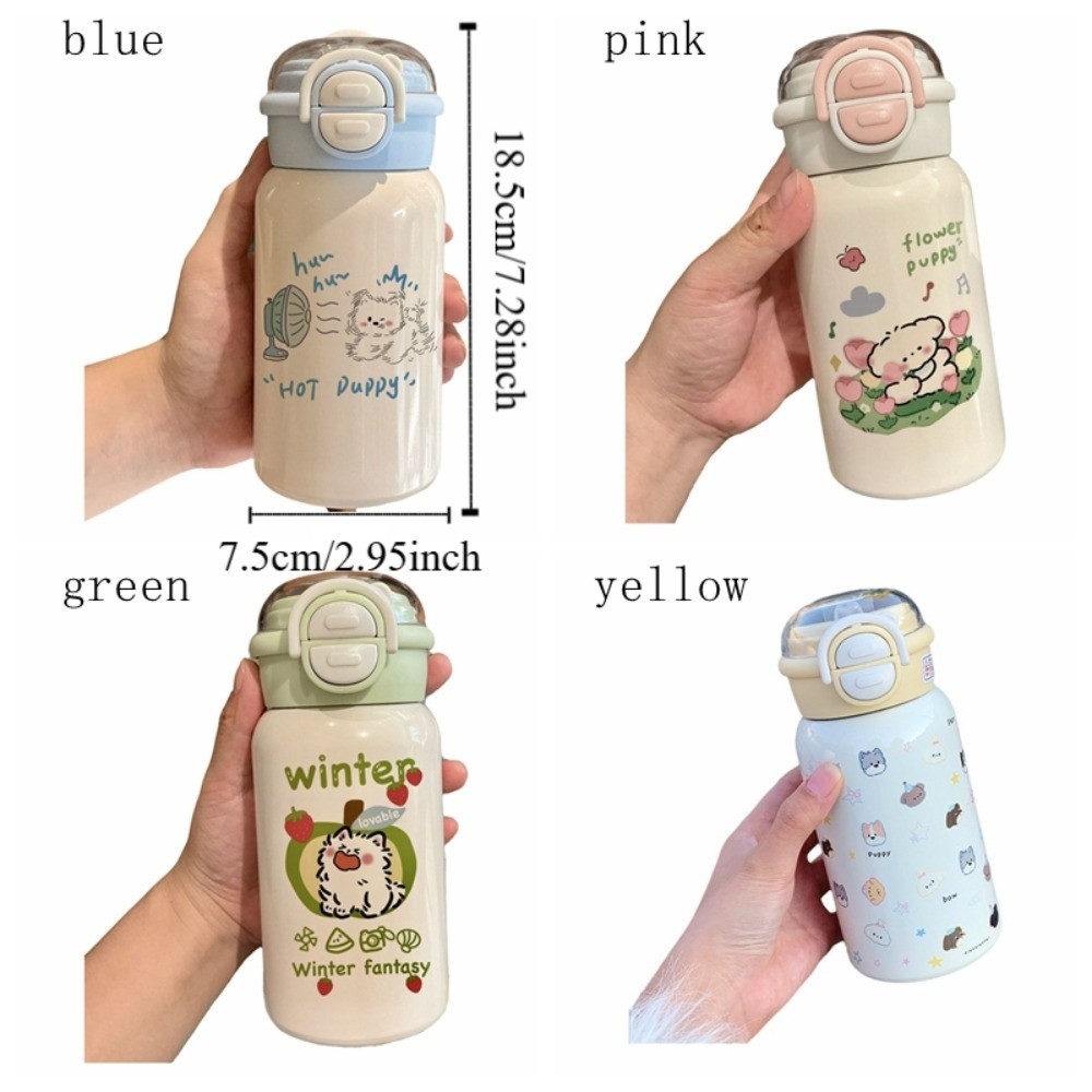 Cute 500ml Double Drinking Water Cup Leak Proof Cartoon Water Bottle with Straw Large Capacity Straw Bottle Office