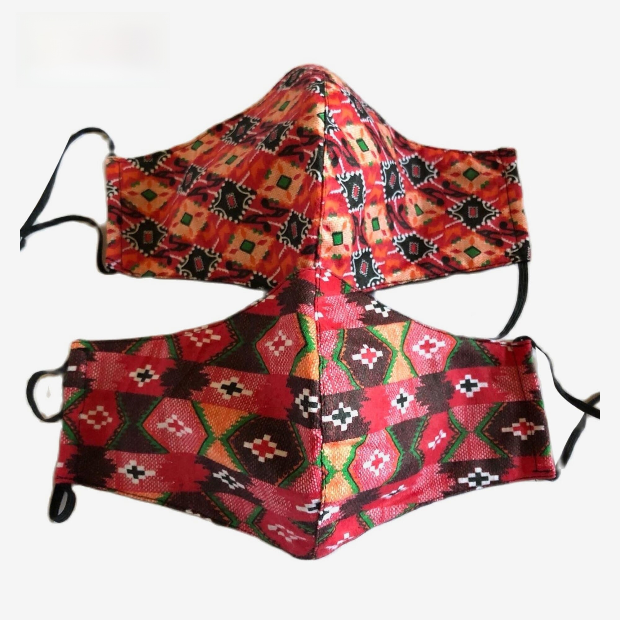 J.Fisher Dhaka Printed Mask With Adjustable Stoppers( Pack of 2)