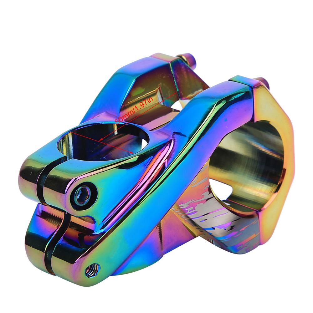 Durable Aluminum Alloy Handlebar Stem 0 Degree CNC Machined Bicycle Short Handlebar Stem Easy to Install 50MM Length Bike Handlebar Stem Cycling Accessory