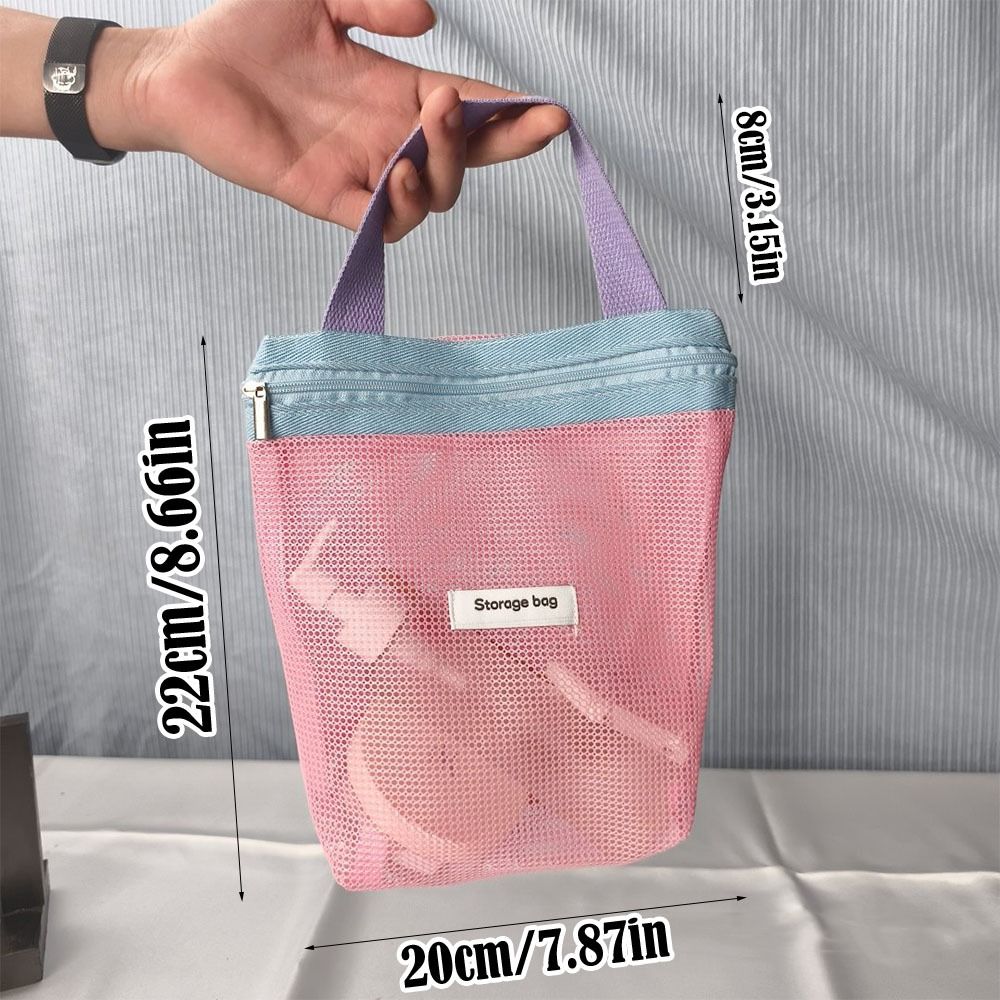 New Dopamine Mesh Toiletry Bag Transparent Large Capacity Handbag Portable Storage Bag Travel