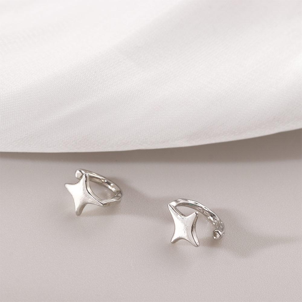 Without Ear Hole Chic Little C Cubic Star Shaped Clip Earring Color Star Ear Clips Cartilage Stud Women Earrings