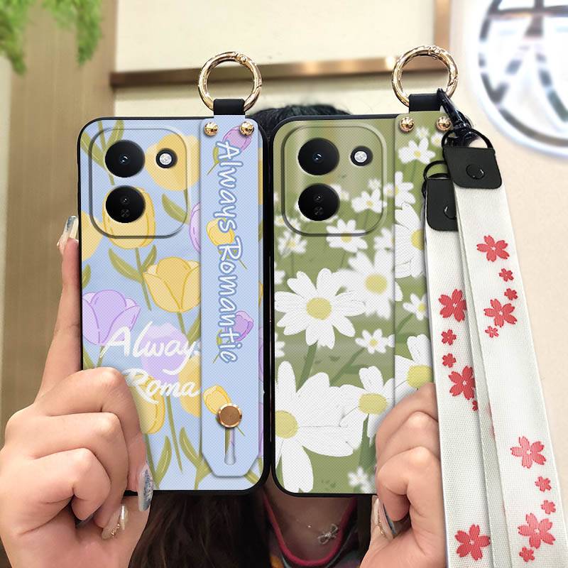 Kickstand Phone Holder Phone Case For VIVO IQOO Z11 Anti-dust Fashion Design Protective Soft case Back Cover Ring Flower