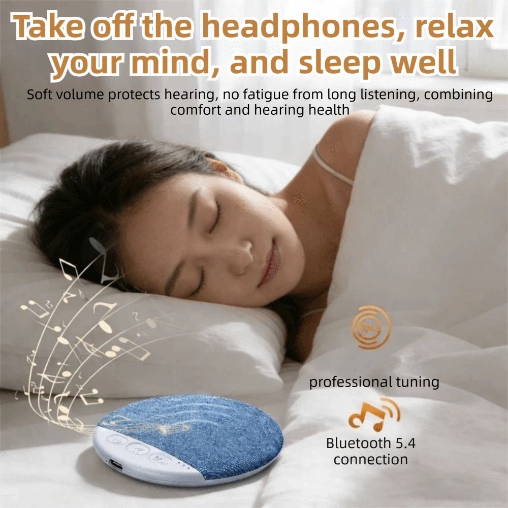 Audio Player Bluetooth 5.4 Under Pillow Bluetooth Speaker Mini Ultra-Thin Sound Machine Timed Shutdown HiFi Stereo Sound White Noise Machine Insomnia Relief