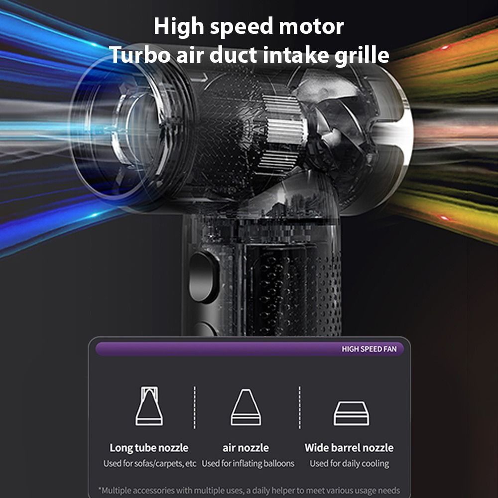 Mini Violent Turbo Fan Brushless Motor Handheld High-speed Fan Variable Speed High Power Turbo Air Blower Long-lasting Multifunctional Portable Air Duster Car Cleaning
