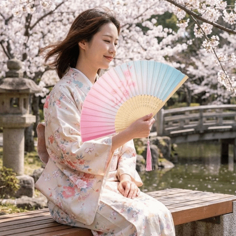 Elegant Fan Colorful Hand Folding Fan Wooden Handle Traditional Bamboo Fan with Tassel Vintage Dance Fan Home Decoration