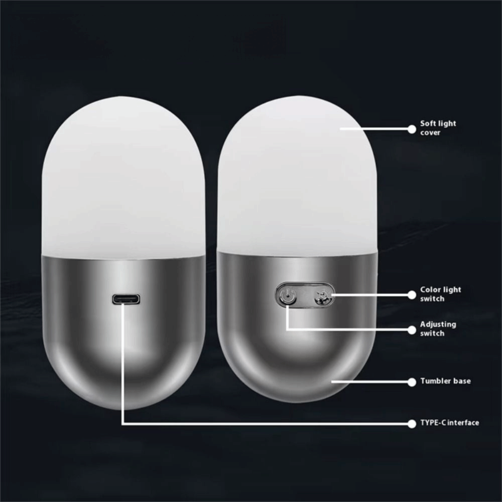 Soft Light Ultra Long Endurance Tumbler Camping Light 8 Light Colors 2 Brightness Levels Atmosphere Lighting Ornament RGB Ambient Portable Night Light Outdoor Activities